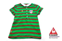 【中古】ルコックスポルティフゴルフ｜LE COQ SPORTIF GOLF｜ボーダー柄半袖ポロシャツ｜レディスゴルフウェア｜L