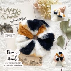⭐️9点売れました⭐️ 可愛い 三毛猫 モフモフ ふわファー ネコ ねこ 猫 春 秋 冬 ボリューム シュシュ ヘアゴム