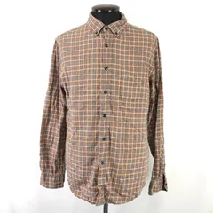 RAGEBLUE【レイジブルー】長袖シャツ【メンズL/グレー×オレンジ/チェック柄】ボタンダウン/ネルシャツ/Tops/shirt◆BJ072-f