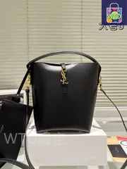 【今日WTO】YSL Black - Gold Bucket Bag / YSL ブラックゴールド バケットバッグ（19×26cm）-WTO輸入4-FD49