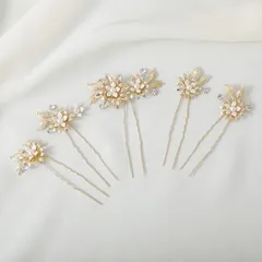 【人気商品】花モチーフ パールUピン 5点セット 花嫁 ヘアアクセサリー 手作り ヘッドドレス ウェディングヘッドドレス 髪飾り フラワー 結婚式 髪飾り 披露宴 二次会 発表会 卒業式 Haodeliy 入学式 パーティー 和装用髪飾り ヘアアクセサリー(タ