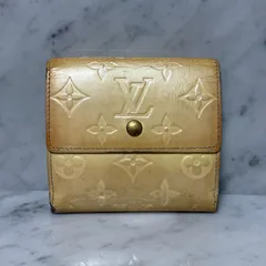 LOUIS VUITTON ルイヴィトン モノグラム ヴェルニ Wホック ベージュ ポルトモネ ビエ カルトクレディ ヴェルニ 三つ折財布 コンパクト