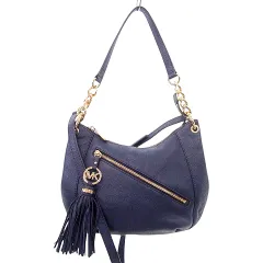 マイケルコース MICHAEL KORS MICHAEL 2WAY レザー ハンド ショルダーバッグ フリンジ 牛革 チェーン 紺 ネイビー 斜め掛け ■GY14 A0205