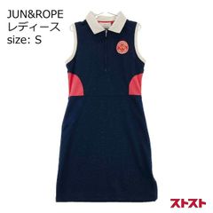 ジュンアンドロペ モックネック ノースリーブワンピース ネイビー
