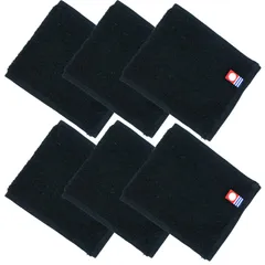 新品 ハーフハンカチ 今治タオル 認定 半分サイズ 6枚セット 約20×9cm 小さめ ポケットハンカチ ハンカチ ハンドタオル タオルハンカチ ハンカチタオル コンパクト 日本製 綿100% 強力消臭効果タイプ！洗濯200回OK!(ブラック)