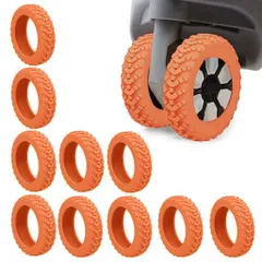 [Kisymear]10点セットキャスターカバースーツケースキャリーケース車輪カバースーツケースタイヤカバー静音シリコン脱落防止車輪保護汚れ防止簡?着脱丸洗い可能(オレンジ)