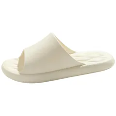 [ブブ オーハナ] スリッパ サンダル 軽量 EVA ロー ヒール フラット バンド シャワー 歩きやすい コンフォート オープントゥ 夏 秋 履き替え (ベージュ, 日本の靴のサイズ寸法, 大人, 長さ・寸法・重量 [ベージュ] [26.0~26.5 cm]