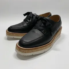 未使用に近い〇 MODE ET JACOMO モード エ ジャコモ コルクソール 厚底 レザー レースアップシューズ ブラック 23.5のサムネイル