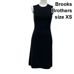 ◆ 美品 ブルックスブラザーズ Brooks Brothers ロングワンピース ノースリーブ Aライン クルーネック 黒 毛100% XS 5号 レディース S5V608