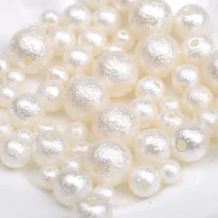 【在庫セール】両穴 コットンパール風ビーズ アソート セット 4mm 6mm 8mm 10mm 12mm約370粒 ラウンド 丸玉 手芸材料 DIY用 樹脂パール 手作りアクセサリー ハンドメード 手芸用品