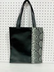 ハンドメイド＊薄型肩掛けトートバッグ パイソン グレー(833)