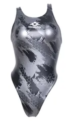 【SWIMON】　競泳水着　レディース　ワンピース水着　　PU　６０００ＨＦ　ヘキサパターン（シルバー）　S～7XL  No3