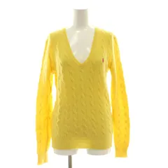 ポロ ラルフローレン POLO RALPH LAUREN カシミヤウールVネックケーブルニット セーター 長袖 S 黄 イエロー /AT ■OS