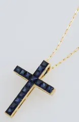 K18 サファイア クロスネックレス 品番c23-107