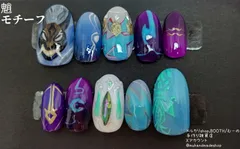 魈　しょう　ショウ　原神　モチーフネイル　痛ネイル　ネイルチップ　推し活 サイズオーダー無料
