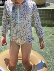 キッズ 水着 女の子 子供 ワンピース水着 90 100 110 120 130 140 かわいい 子供用 キッズ水着 子供水着 ガールズ ワンピース 長袖 スイムウエア プール フリル 幼稚園 保育園 小学生 日焼け止め ccOd764