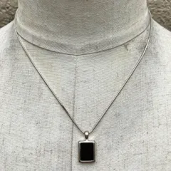 SILVER925 ONYX TOP DESIGN NECKLACE /シルバー/ネックレス