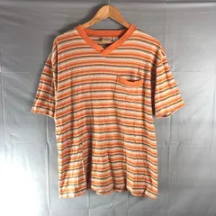 エルエルビーン L.L.Bean Tシャツ 半袖 ボーダー Vネック ポケット リブ 綿100％ オレンジ系 Lサイズ 2025090900243のサムネイル
