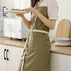 エプロン おしゃれ 女性用 メンズ H型エプロン 撥水加工 シンプル ロング丈 カフェ風 ポケット付き 保育士 防水 男女兼用 PU 肩掛け 大きいサイズ 無地  vii3v207524