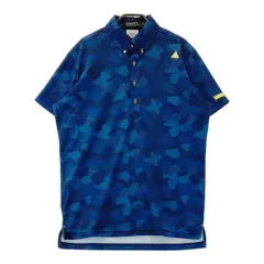 サイズ：L LE COQ GOLF ルコックゴルフ  半袖ポロシャツ ボタンダウン 総柄 ネイビー系 [240101425693] ゴルフウェア メンズ ストスト