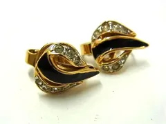 ■美品■ NINA RICCI ニナリッチ ラインストーン クリップ式 イヤリング アクセサリー レディース ゴールド系 DH0705