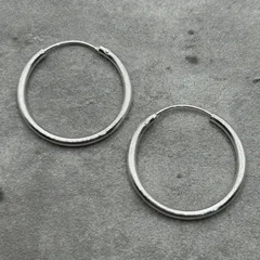 シルバー925 Sterling プレーンフープピアス/軽研磨仕上げ/両耳