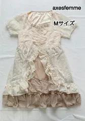 A322　axes femme   Mサイズ  クリーム色 ふんわりワンピース