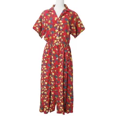 レインスプーナー reyn spooner × LOWRYS FARM ローリーズファーム 18SS シャツ ワンピース ロング 半袖 オープンカラー 花柄 パイナップル柄 M 赤 X