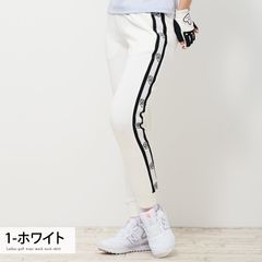 Women's Golf Pants, GS GOLF Sweat Jersey, Ribbed Logo Line Design, Slim Skinny Fit, Stylish, Autumn/Winter/Spring/Summer, Cute, Korean Style, bt130 1-White