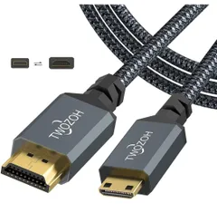 ★Twozoh Mini HDMI to HDMIケーブル 0.3M, 4K 60Hz UHD Mini-HDMIオス-HDMIオス変換ケーブル,HDMI ケーブル タイプC (HDMIミニ)