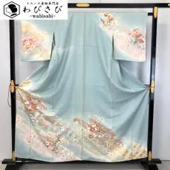訪問着 霞に美しい花模様 薄水色 金銀彩 K-4797 訪問着 霞に美しい花模様 薄水色 金銀彩 K-4797 - メルカリ