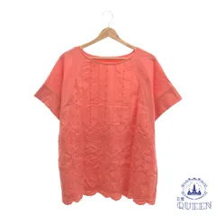 【訳アリ】 トップス  Tシャツ 半袖 刺繍 きれいめ 大きいサイズ レディース ピンク LL 901-16209 送料無料 古着