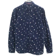 SCOTCH&SODA スコッチアンドソーダ 総柄 長袖 ボタンダウンシャツ 14 ネイビー レディース 古着