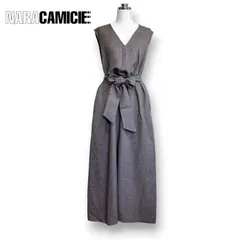 【極美品/ナラカミーチェ】ミックスツィードジャンパースカート Vネック ブラウン