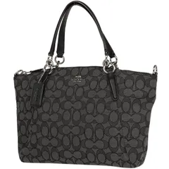 コーチ COACH シグネチャー ハンドバッグ 2WAY ショルダーバッグ ハンドバッグ キャンバス ダークグレー ブラック F36625 レディース 【中古】