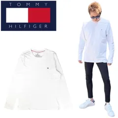 トミーヒルフィガー 長袖 Tシャツ ロンT メンズ メンズサイズ 09T3118 ホワイト 刺繍ロゴ ワンポイントロゴ ミニロゴ 丸首 クルーネック TOMMY HILFIGER 薄手 コットン コットン素材 春 スプリング 秋 オータム 新品 正規品