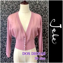 JeLe公式OUTLET【60％OFF】カーディガン　ショート丈　ピンク　パール　透け感　DOS DIOSAS
