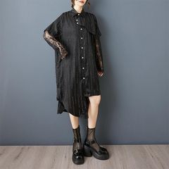 ニットブラウス ドッキング バックリボン チュニック ニット ブラウス レディース トップス りぼん パフスリーブ 重ね着 長袖 シャツ 上品 可愛い 大人 秋 冬 ニットブラウス ドッキング バックリボン チュニック ニット