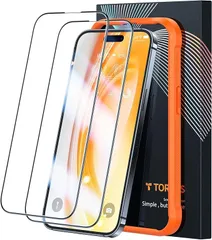 「指紋防止・指滑り超快適！」TORRAS iPhone 15 Pro Max 専用 ガラスフィルム 高精度ガイド 航空宇宙材料 米軍MIL規格 全面保護 強化極細黒縁 9H越え 2枚セット アイフォン15プロマックス用フィルム GlassG