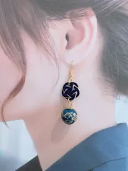 No.118 水引天然木ビーズピアス