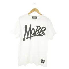 モブ MOBB 半袖Tシャツ クルーネック コットン ロゴ 白 ホワイト /AO17