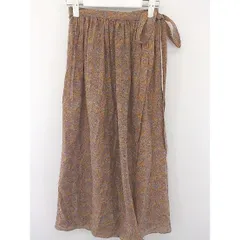 ◇ nano universe ナノ ユニバース 総柄 ラップ巻き風 ロング フレア スカート サイズ 36 ブラウン マルチ レディース  【中古】 【1204250000288】