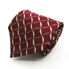 ピエールカルダン ブランド ネクタイ チェック柄 格子柄 シルク 日本製 PO メンズ ワインレッド Pierre Cardin 【中古】