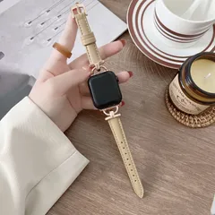 【CHA592370384041】Apple Watch バンド 合皮 38/40/41mmベージュ+ピンクゴールド