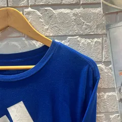 古着 L adidas ブルー　BIGロゴ　ロングTシャツ