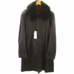 ランバン LANVIN COLLECTION カシミヤファー ラムレザー ステンカラーコート ジャケット 襟2WAY 茶 ブラウン 52 約XLサイズ ●ECO 1228のサムネイル