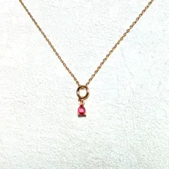 7月　ルビー　誕生石　ネックレス　ステンレス　金　ゴールド　推しカラー　華奢　品