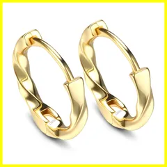 JeryWe ピアス メンズ フープピアス リングピアス レディース シルバー925 両耳 セット ツイスト フープ ピアス シルバー 18Kゴールド ブラック 男女兼用 フープピアス 金属アレルギー対応