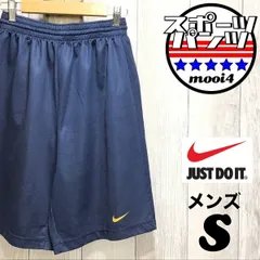 SDN3-825★USA直輸入★訳アリ 格安★正規品【NIKE ナイキ】スウッシュロゴ メッシュ ハーフパンツ【メンズ S】ネイビー 黄 スポーツ ランニング ジム USA古着