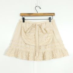 【美品】ピンクハウス★フリルいっぱいタブリエ 綿ローン ベージュ系 ラップデザイン ピコレース♪z14229